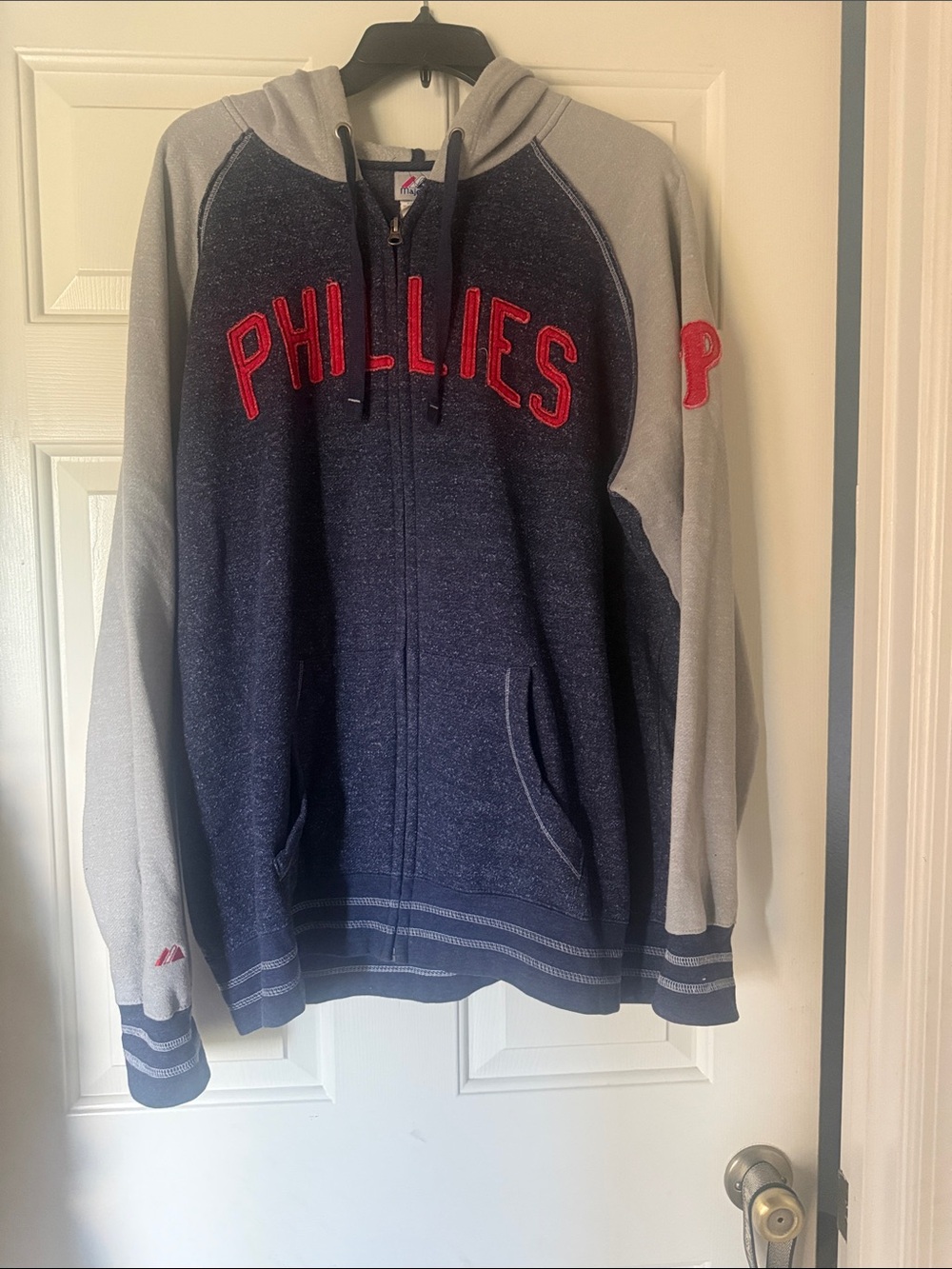 Majestic Navy and Gray Phillies Full-Zip Hoodie Vintage
